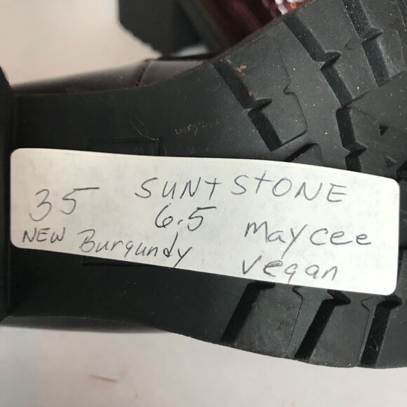 Sun & Stone Maycee Womens Chunky Heel Vegan Shoes 6.5 Burgundy NEW - Picture 5 of 9